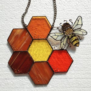 Abeja - Panales - Vidrieras de panal - Regalo para amantes de la naturaleza - Panal hecho a mano