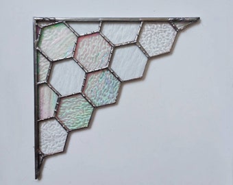 Vitral em formato de colmeia: decoração artesanal para janelas de 18 cm