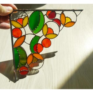 Corner stained glass window - floral ornament - glass decor - Suncatcher - 8*7.5inces