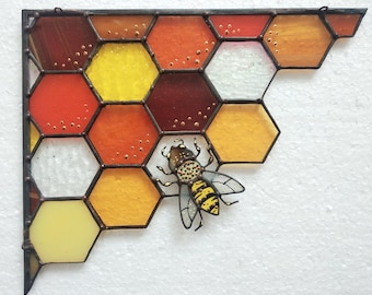 Apanhador de sol de canto em formato de favo de mel feito à mão – Presente para amantes da natureza