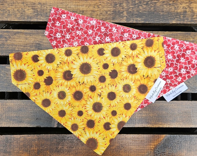 Featured listing image: Sunflower/Daisy Print Pet Bandana