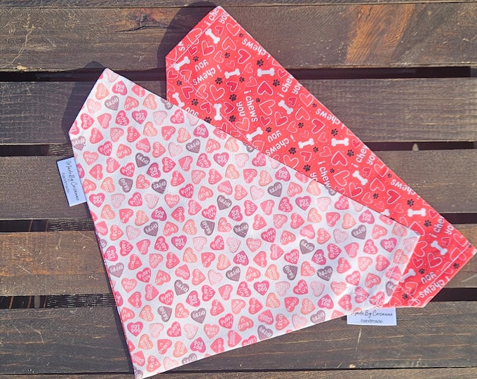 Featured listing image: Conversation Hearts/ I Chews You Pet Bandana
