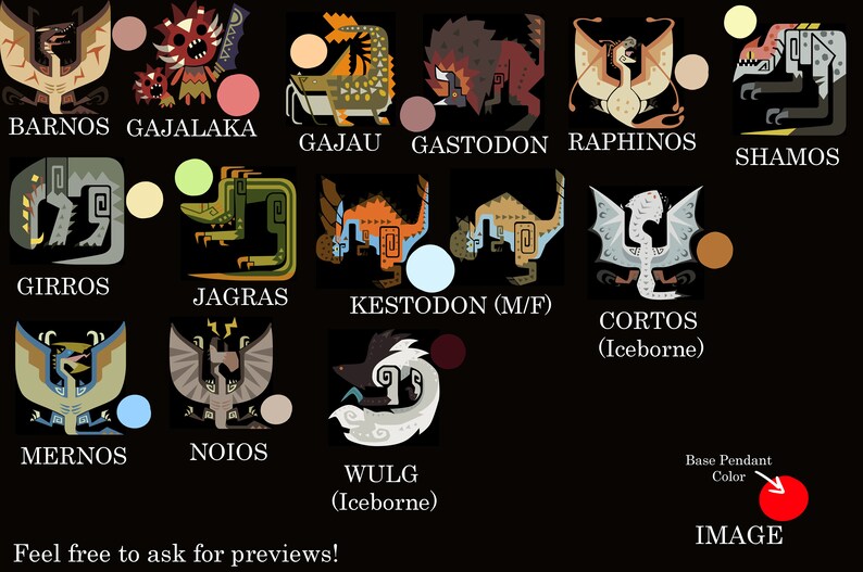 Monster Hunter World ALL Monsters Pendants Etsy
