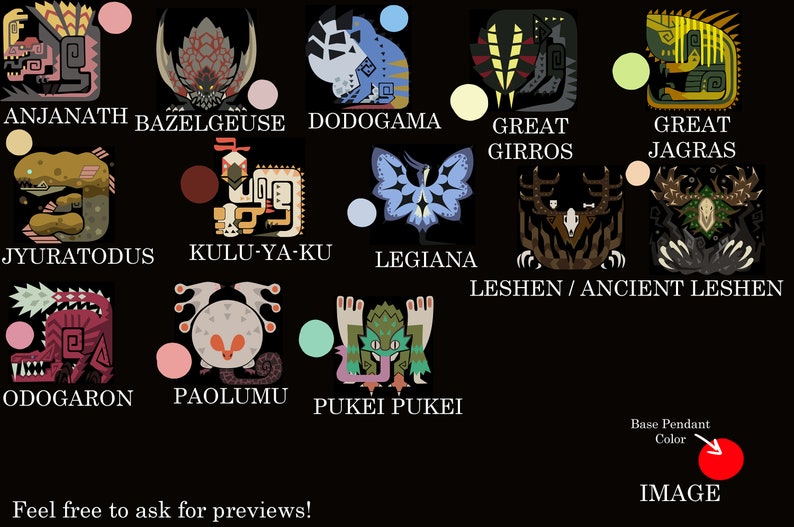 Monster Hunter World ALL Monsters Pendants Etsy