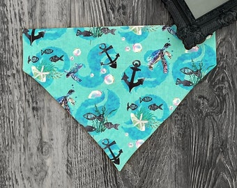 CRUSH BANDANA - Sea Turtle Dog Bandana - Anchor Dog Bandana - Summer Dog Bandana - Over The Collar or Tie On Bandana - Personalized Bandana