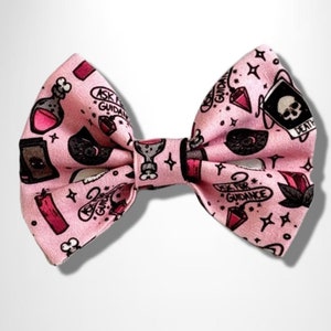 OCCULT BOW TIE - Mystic Arts Pattern Bow Tie for Dogs or Cats - Pink Goth Dog Collar Bow Tie - Witchy Dog Collar Accessories - Halloween Bow
