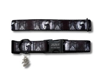 Collar para perro con diseño de médico de la peste gótico y hebilla personalizada: estampado Dark Academia, collar de nailon ajustable.