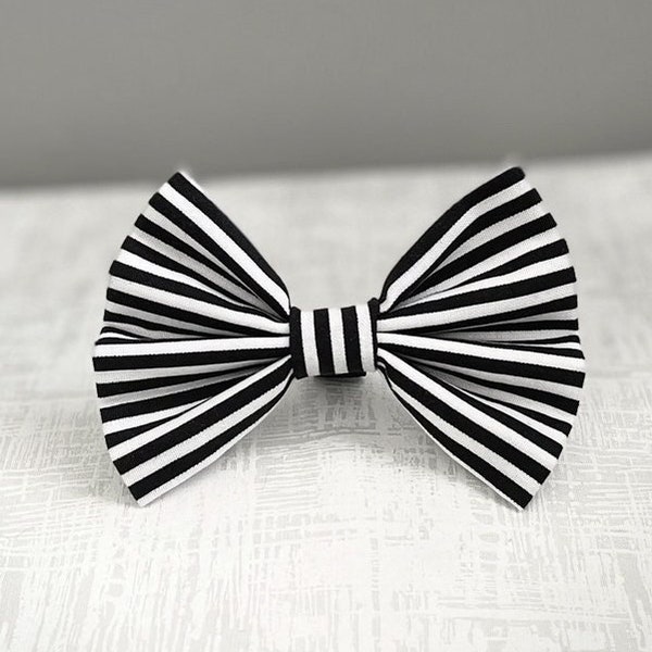 BEETLE BOW TIE - Black And White Stripe Dog Bow Tie - Dog Collar Bow Tie - Dog Collar Accessories - Bow Tie for Dogs - Fashion Pet Bowtie