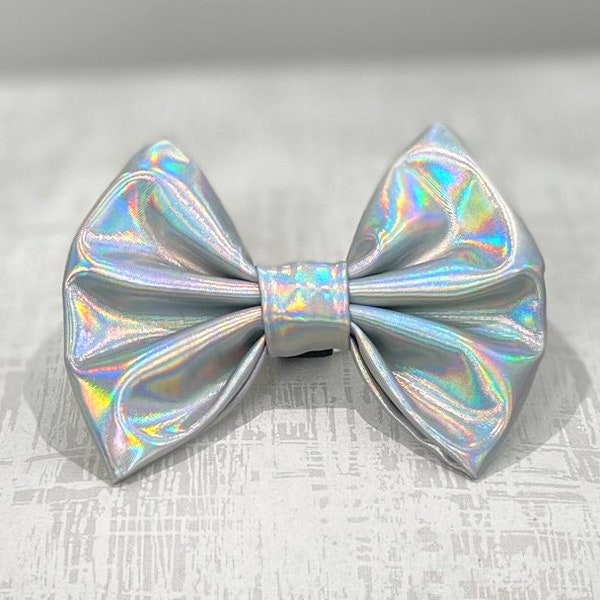 GEM BOW TIE - Holographic Bow Tie - Iridescent Dog Bow Tie - Fashion Pet Bow Tie - Dog Collar Bow Tie - Dog Collar Accessories -Metallic Bow