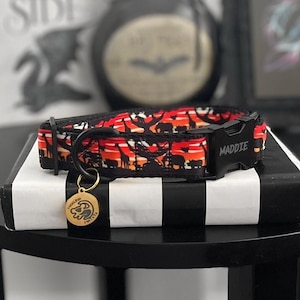 RAFIKI - Coleira para cães Safari Africano - Coleira para o Pôr do Sol no Deserto do Saara - Coleira para cães com animais africanos - Coleira feita à mão com fivela personalizada