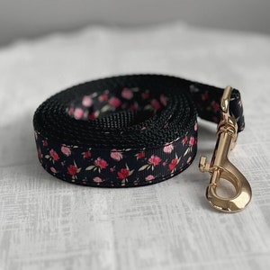 AURORA LEASH - Pink and Red Rose Dog Leash - Floral Dog Leash - Nylon Dog Leash - Spring Dog Leash - Girly Dog Leash - Personalized Leash