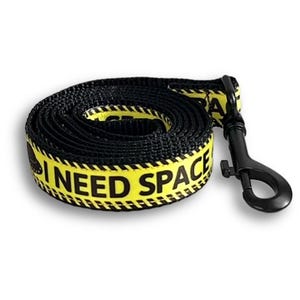 Caution I Need Space Dog Leash: 5/8" or 1", Alien UFO Fabric, Reactive Dog Lead