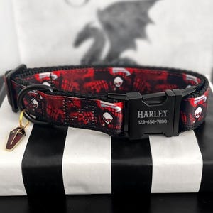 Reaper - Grim Reaper Dog Collar, Horror Fabric Collar, Halloween Collar With Name Engraving, Black Metal Collar For Small or Large Dogs