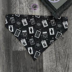 FATE BANDANA - Tarot Card Dog Bandana - Tarot Deck Bandana - Goth Dog Bandana - Over The Collar or Tie On Bandana - Personalized Dog Bandana