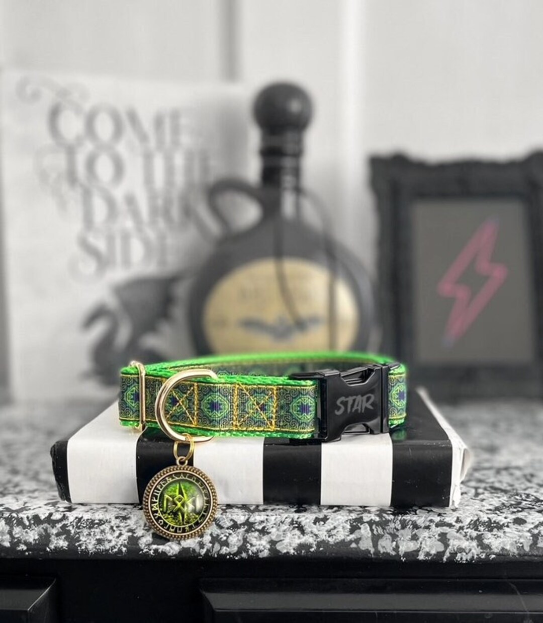 LOKI God of Mischief Dog Collar Loki Dog Collar Norse Plastic or Metal