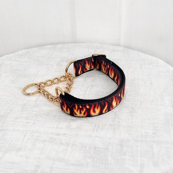 Pain Martingale Red Flame Fabric Martingale, 5/8