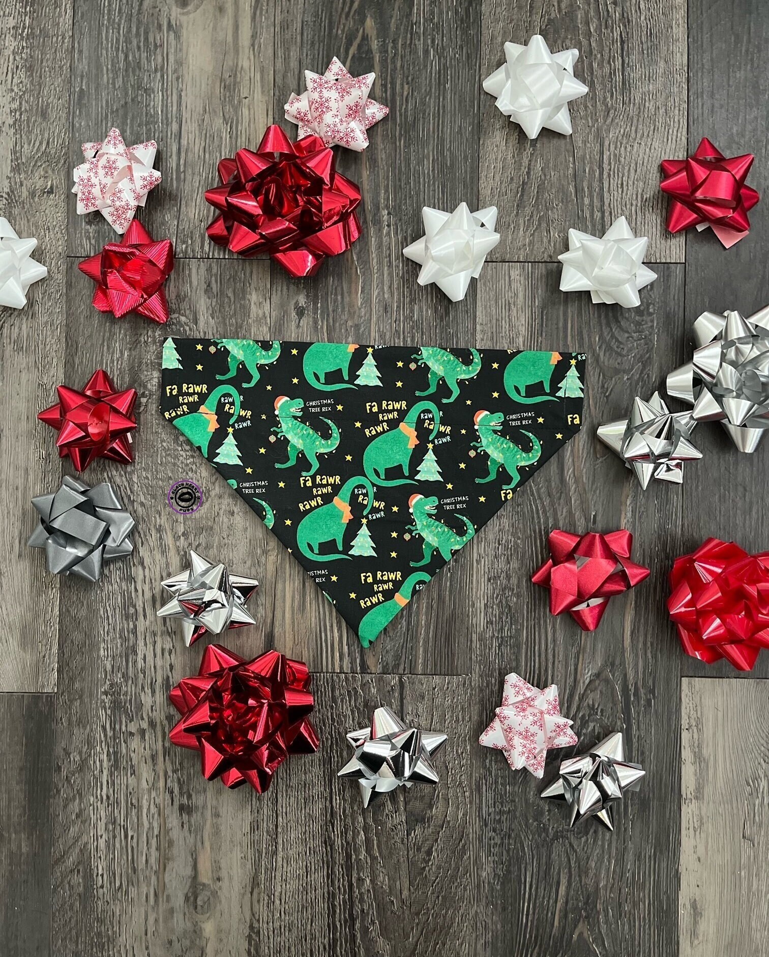 DINO BANDANA Dinosaur Dog Bandana Christmas Dog Bandana Etsy