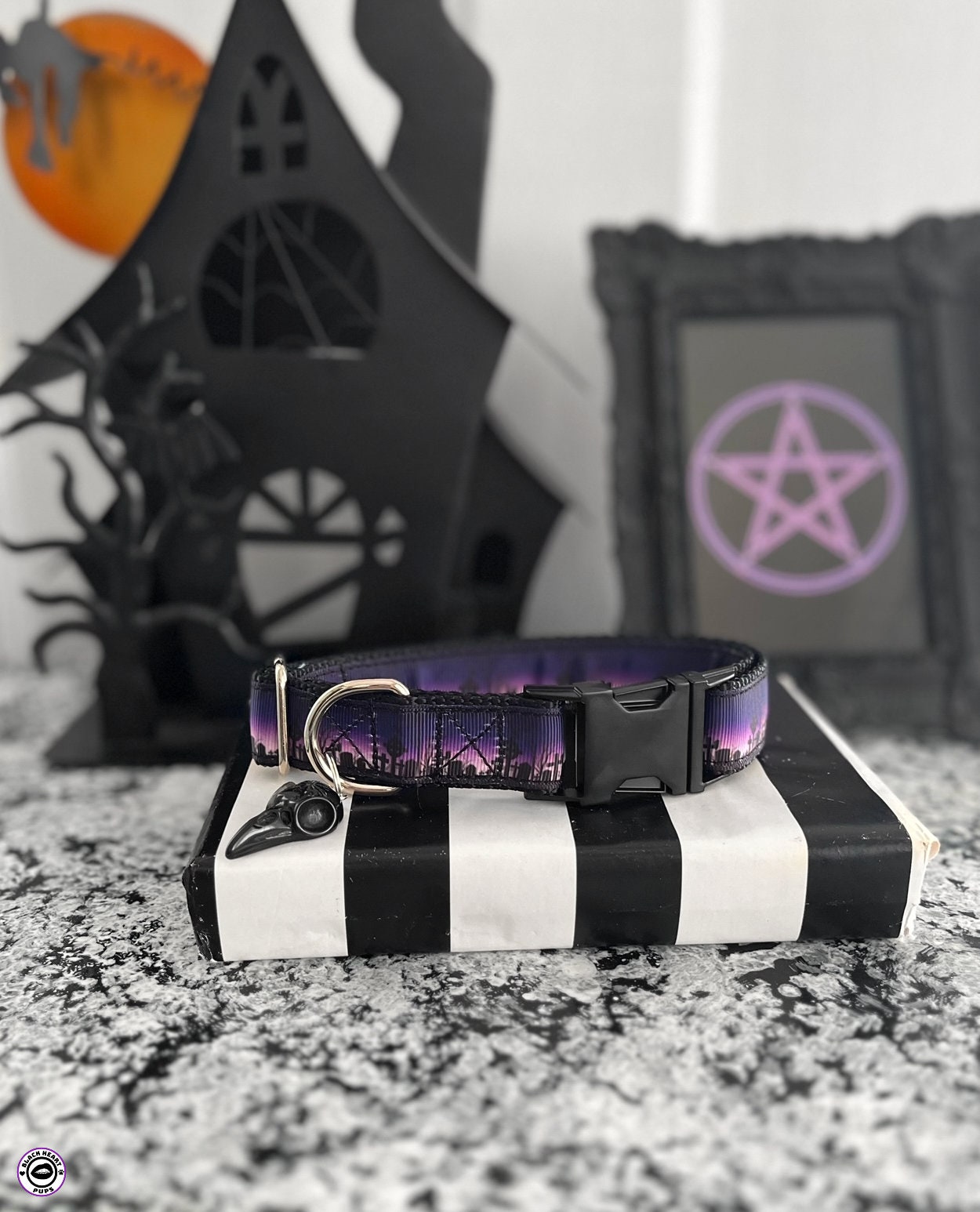 GRIEF Cemetery Dog Collar Gothic Dog Collar Martingale Etsy Polska