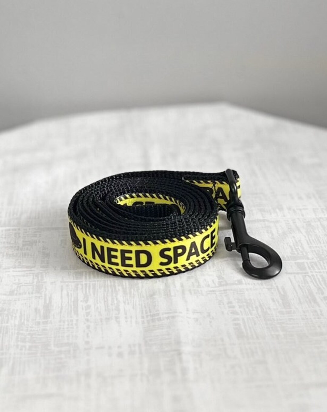 E.T. LEASH I Need Space Dog Leash Black Nylon Dog Leash Caution Dog