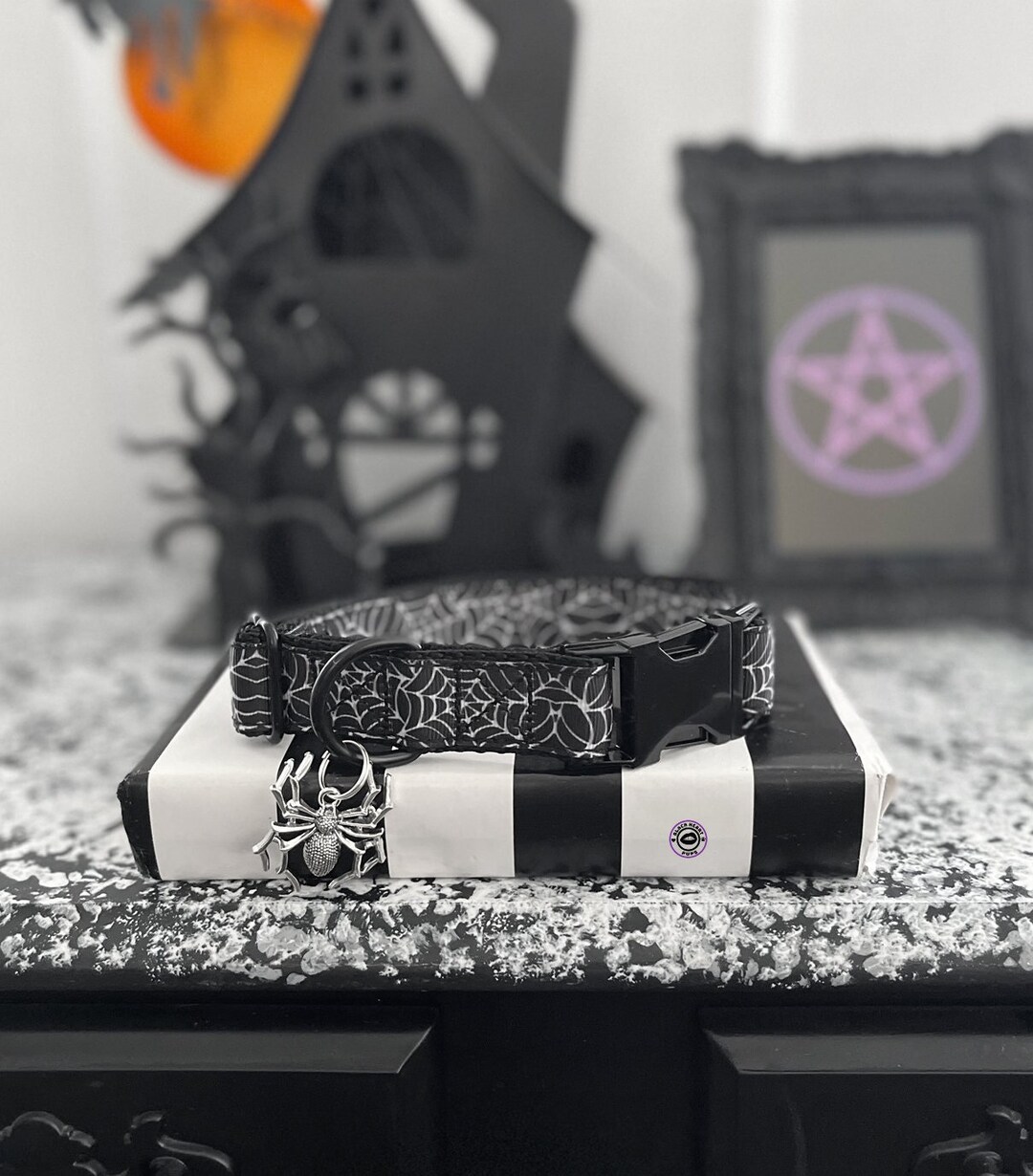 GOMEZ Spider  Dog Collar Gothic Dog Collar Spooky Etsy
