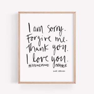 Ho'oponopono Prayer // Prayer Fine Art Print, Hawaiian Artwork, Hawaiian Wall Decor, Hand Lettered Art Print, Handwritten Poetry Print