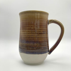 Porcelain handmade mug, Beautiful iridescent glaze with purples pinks and blues