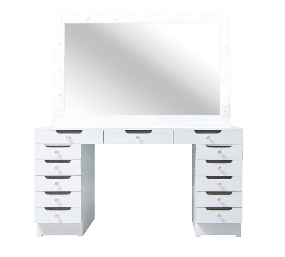 Hollywood Vanity Mirror & Desk. Pre Assemble Desk 59 Inches, Gift Etsy