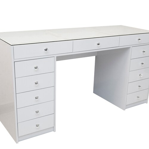 Glass Top Desk. Vanity Desk. 47 Inch Etsy