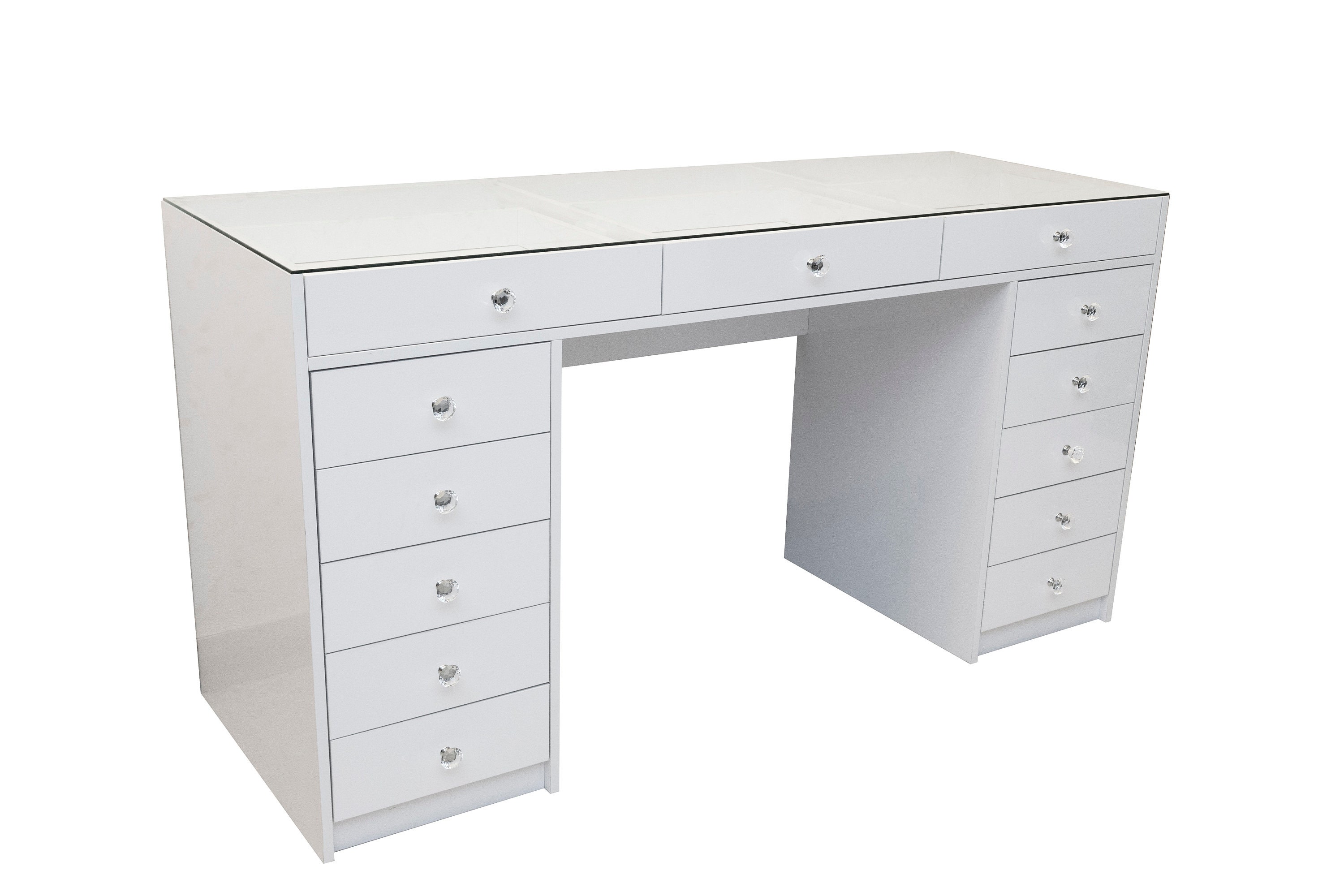 Vanity Glass Top Desk 59 inch