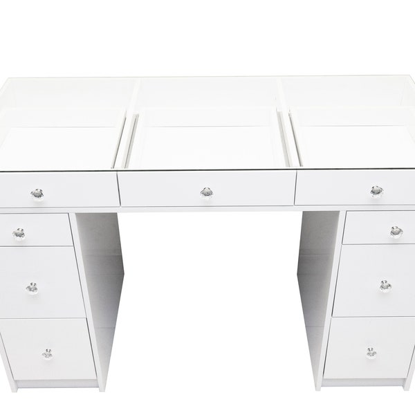 Glass Top Desk Vanity Etsy