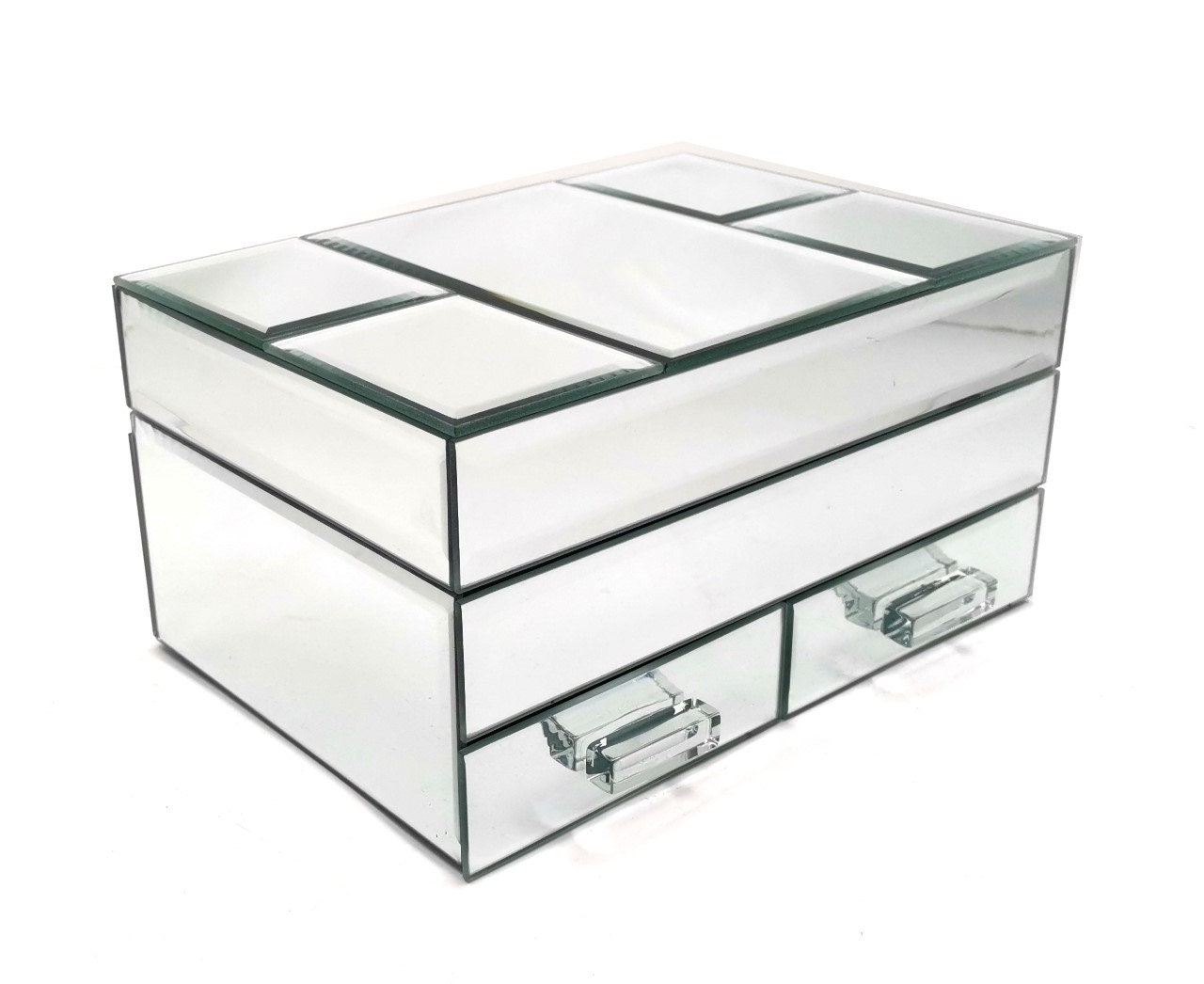 Nonemey Mirrored Clear Acrylic Display Case Assemble Countertop Box Stand Organi