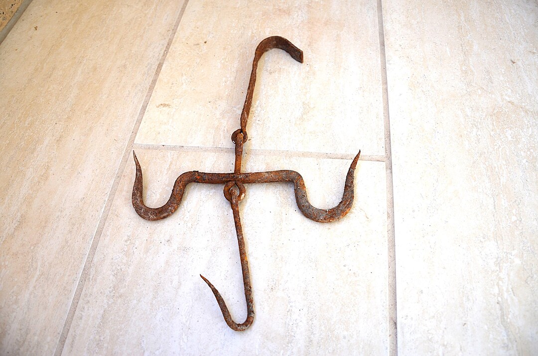 Antique Primitive 1900s Meat Hook Hanger, Rustic Decor, Hand Forged ...