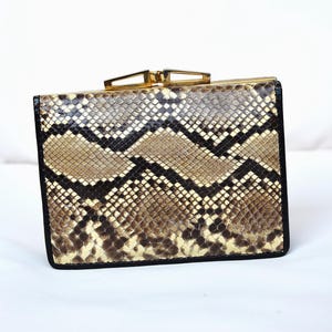 Vintage Boho echte Python Schlangenhaut Brieftasche für Frauen mit Münztasche, Braun schwarze Python Schlangenhaut Brieftasche, exotische Boho Style Brieftasche