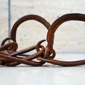 Antique Primitive Slave Shckles Restraints Blacksmith Hand Forged Wrought Iron Leg Iron Legcuff, Farmhouse Decor