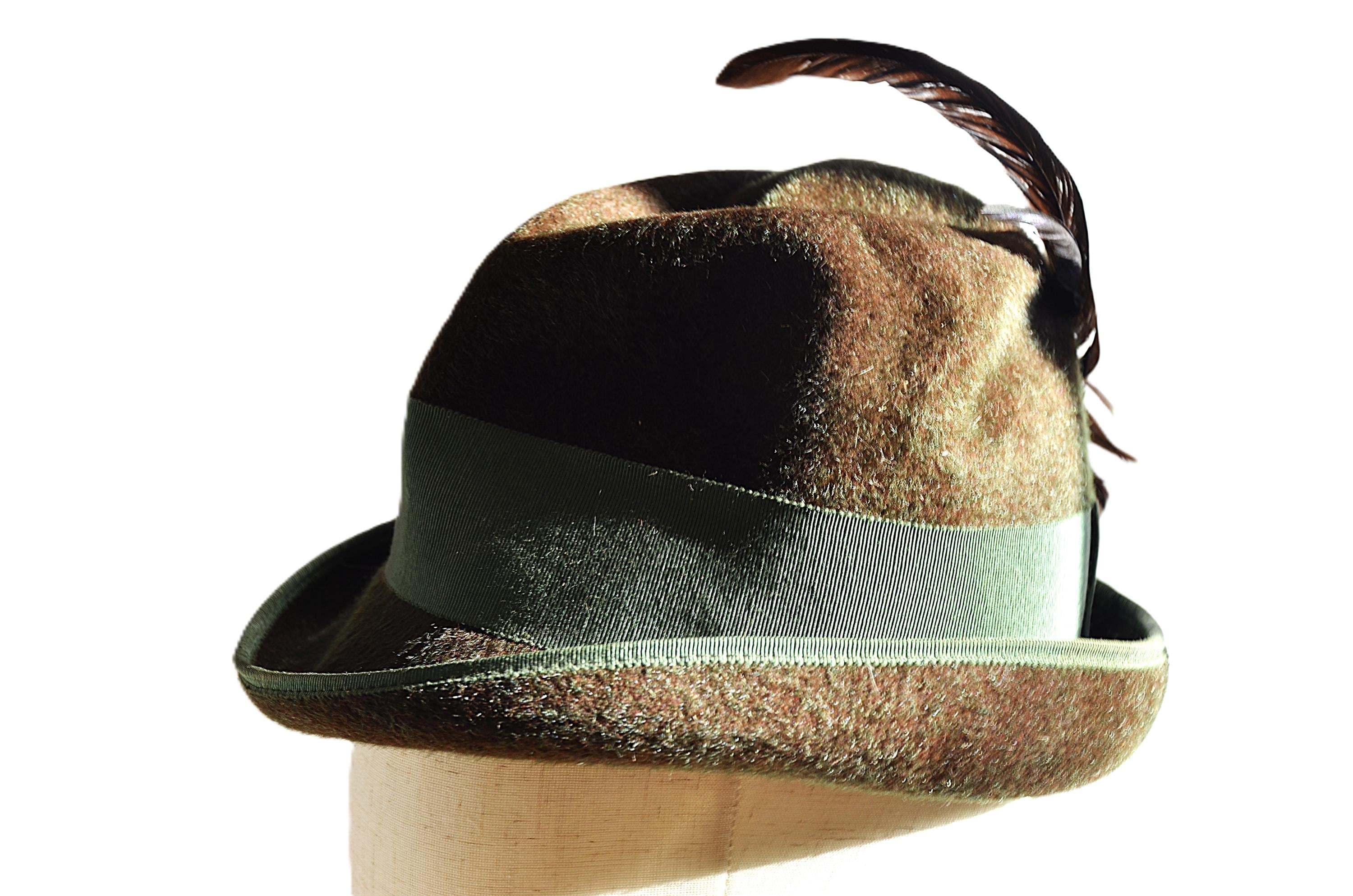 Muhlbauer Wien Wool Felt Hat Taupe Alpine Tyrolean Feather Vintage Tyrolean Hat In Men main image 4