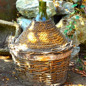 Antique 19th Century French Blown Glass Demijohn Bottle 60L