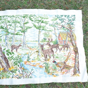 Handmade Nature Tapestry, Antique Hand Embroidered Tapestry, Unframed, Embroidered Tapestry, Vintage Wall Decor, Vintage Gobelin, Handmade
