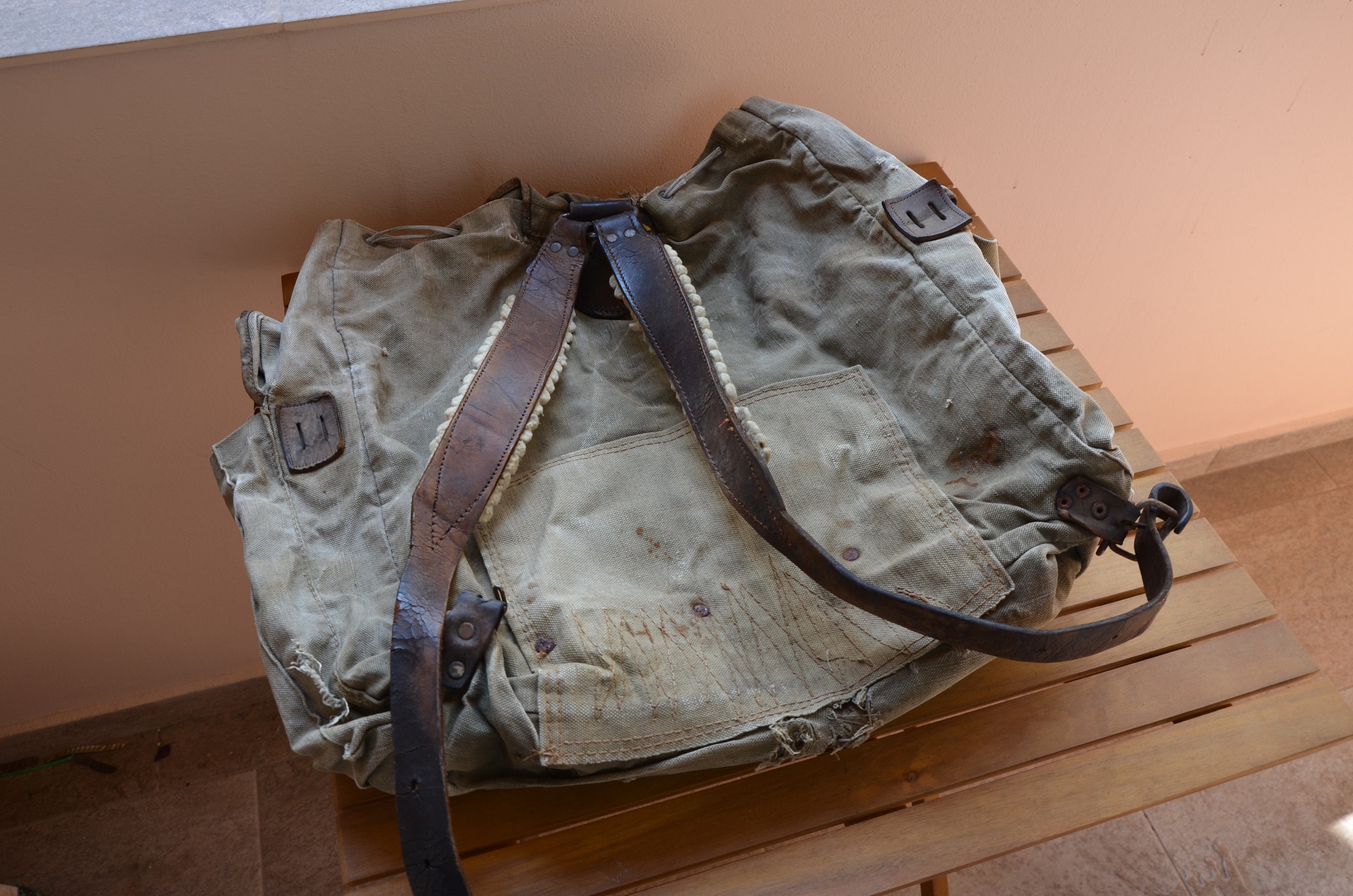 Vintage Military WWII Backpack 1940s, Canvas Backpack