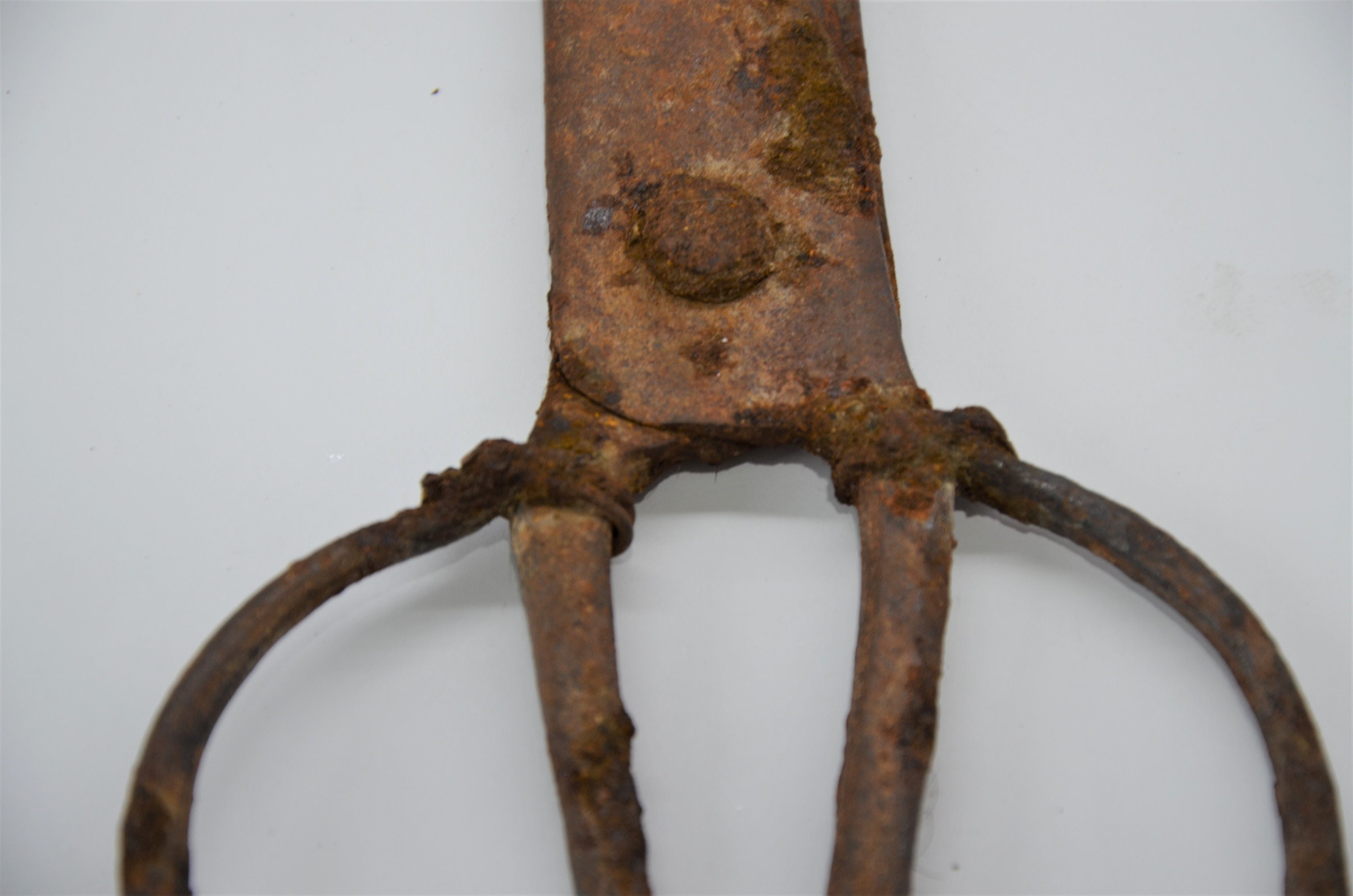アンティークの手鍛造鉄製ハサミ：1900年代の錆びた農家風インテリア