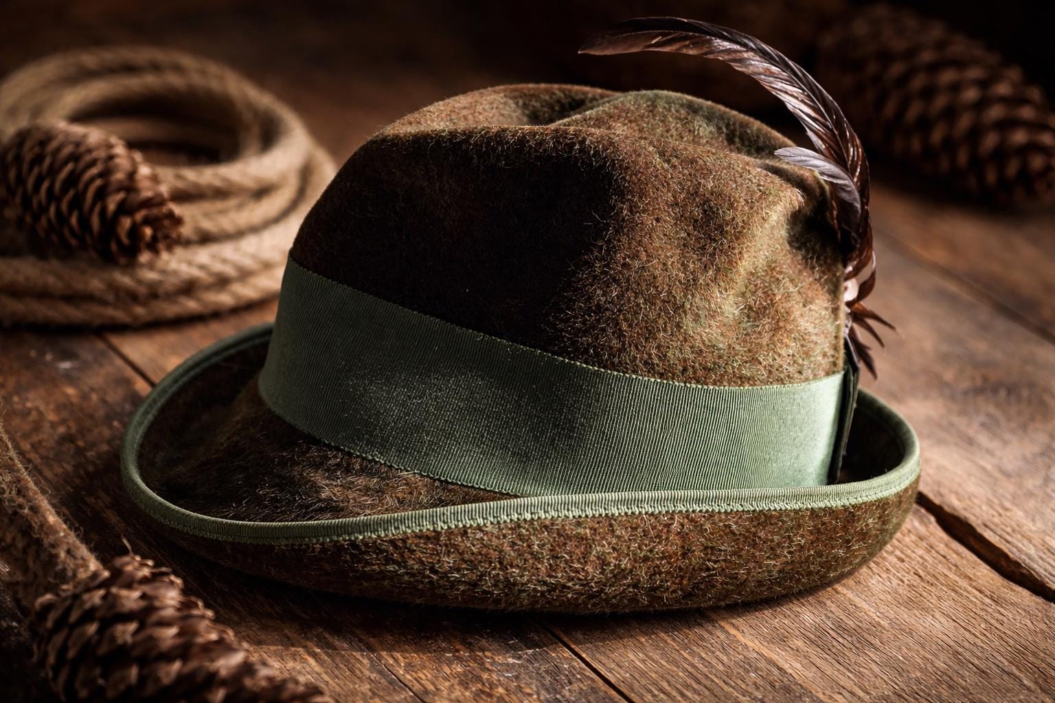 Vintage Tyrolean Felt Hat With Feather | Traditional 