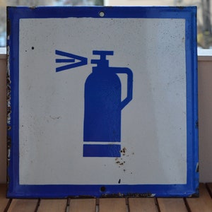 Vintage Metal Enamel Sign Fire Extinguisher, Industrial Decor, Vintage Enamel Sign, Fire Extinguisher Industrial Metal Sign, Wall Decor