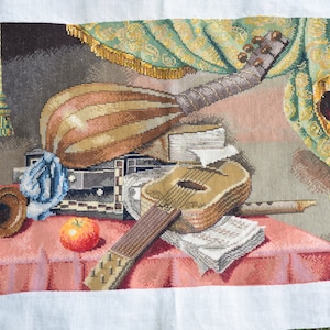 Vintage Handmade Tapestry, Unique Tapestry, Unframed Gobelin, Embroidered Tapestry, Vintage Wall Decor, Vintage Gobelin, Handmade Gobelin