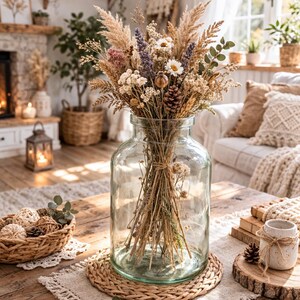 12 L französisches Vintage Glasgefäß, große Glasbodenvase, französisches schweres Glaspökelglas, Wohndekor, französische Vase für Pampasgras, französisches Glas Bild 1