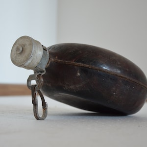 Vintage Military Wood Flask, Army Accessory, Water Bottle, Aluminum Flask, Cold War, USSR Water Bottle, Primitive Antique, Water Flask