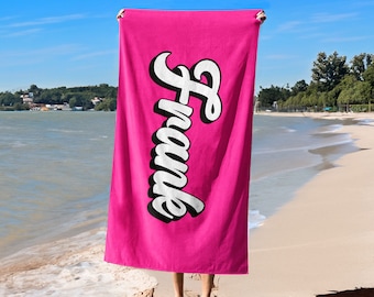 Toalha de praia de microfibra personalizada, toalha de piscina com nome personalizado, férias de verão