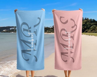 Personalized Mr. and Mrs. Beach Towel, Newlywed Gift