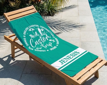 Custom Beach Towel, Personalized Coastal Trip, Bachelorette Vacation Microfiber Towel