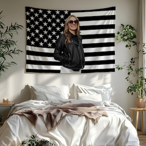 Bandeira americana personalizada com sua foto, decoração de parede de tapeçaria com imagem personalizada para dormitórios, salas de estar, quartos, presente de aniversário engraçado