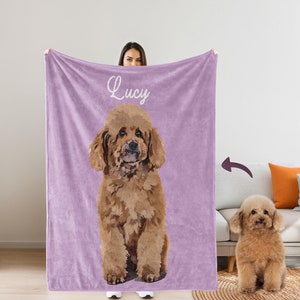 Retrato de mascota personalizado a partir de manta con foto, manta conmemorativa para mascotas, manta con foto para mascotas, manta para cama de perro con foto y nombre personalizados, regalo para amantes de las mascotas