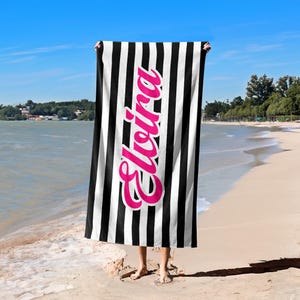 Gepersonaliseerde gestreepte strandlakens, blanco aangepaste strandlaken, aangepaste badhanddoeken voor kinderen/volwassenen, vrijgezellenfeestgunsten, handdoek bruidsmeisje